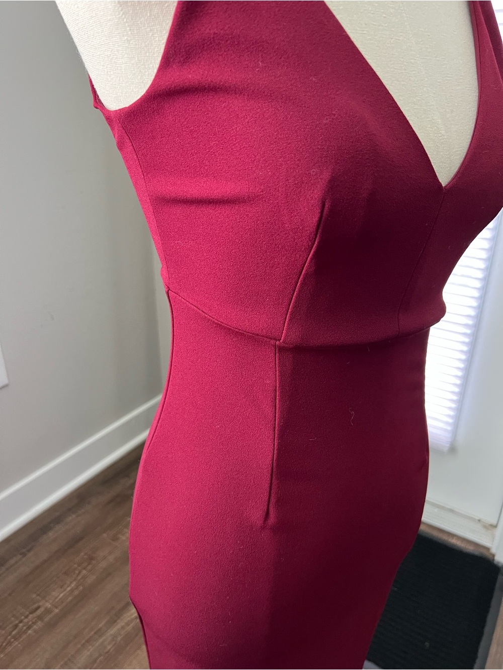 Lulus Melora Wine Red V Neck Mermaid Maxi Dress XS - Picture 7 of 16
